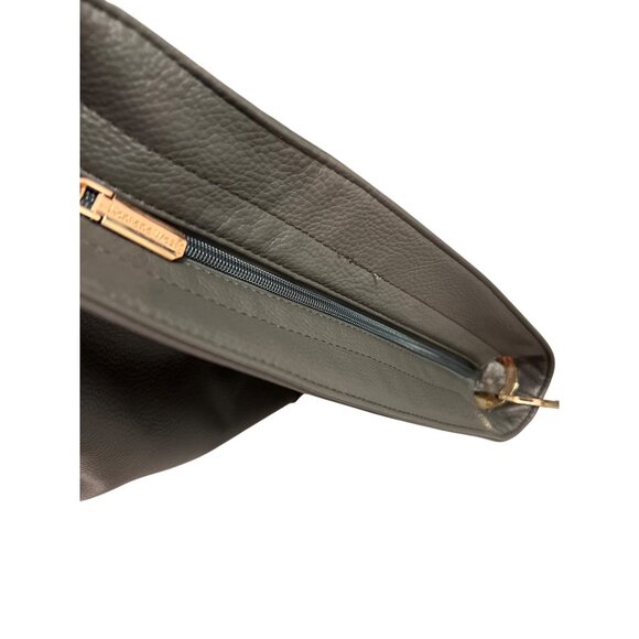 Montana West Select Gray Pebbled Leather Shoulder Bag Purse Gold Tone Hardware - Picture 7 of 9